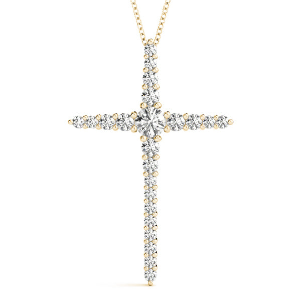 14K Yellow Gold Diamond Cross Pendant