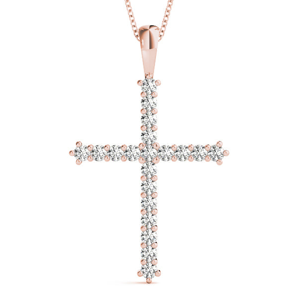 Rose Gold Diamond Cross Pendant | Religious Jewelry