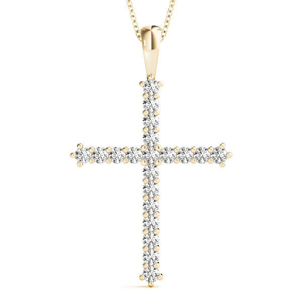 Diamond Religious Cross Pendant - 18K Yellow Gold