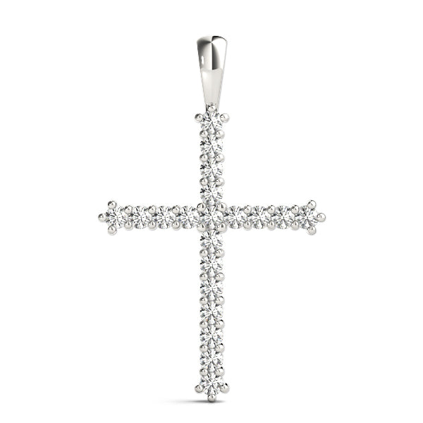 14K White Gold Diamond Religious Cross Pendant