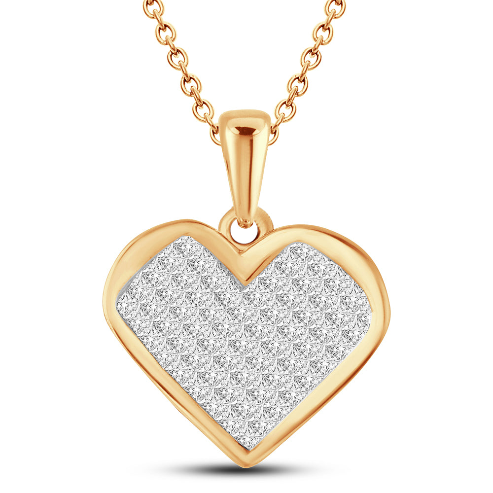 14K Yellow Gold Lab-Grown 1CT Princess Diamond Pendant