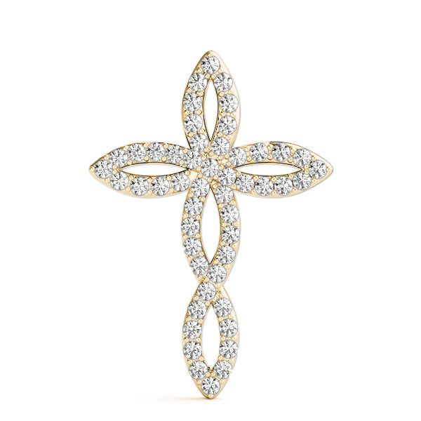 14K Yellow Gold Diamond Cross Pendant Jewelry