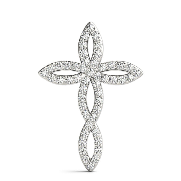 White Platinum Diamond Religious Cross Pendant