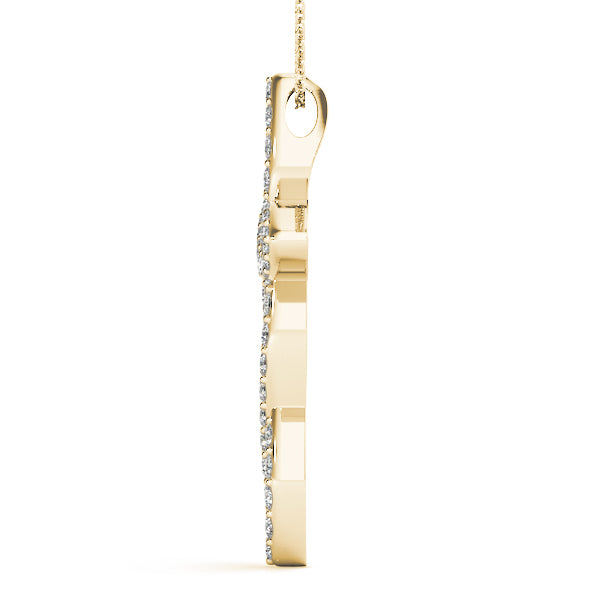 14K Yellow Gold Diamond Cross Pendant Jewelry