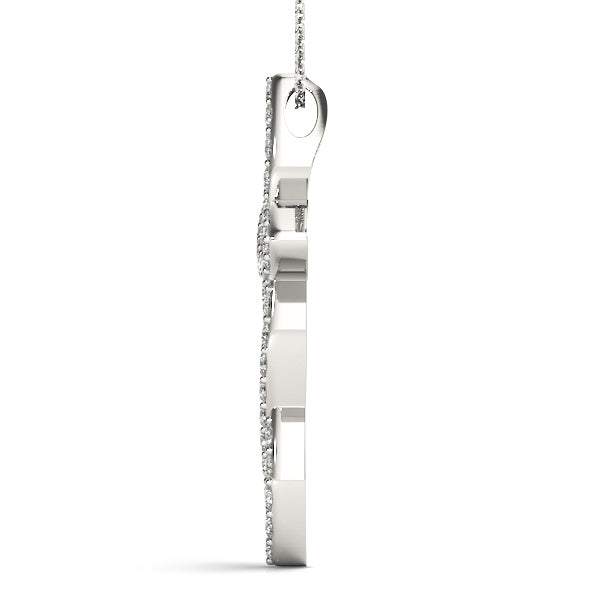 Diamond Religious Cross Pendant - 14K White Gold