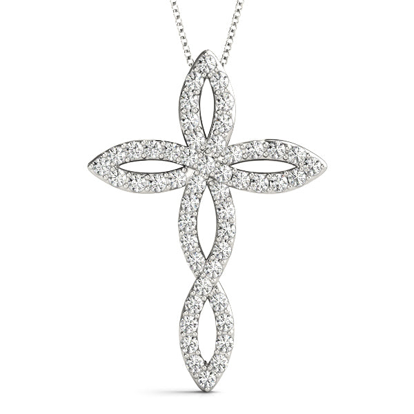 White Gold Diamond Religious Cross Pendant