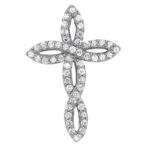 Platinum White Diamond Fashion Cross Pendant
