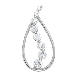 18K White Gold 1 CT Diamond Journey Pendant