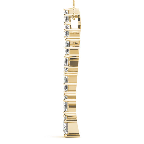 14K Yellow Gold Square Diamond Journey Pendant