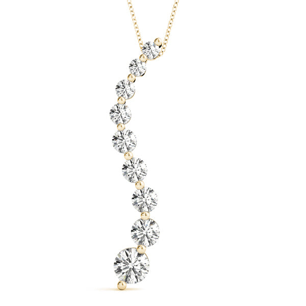 14K Yellow Gold Round Diamond Journey Pendant