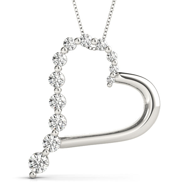 Platinum White Diamond Heart Pendant
