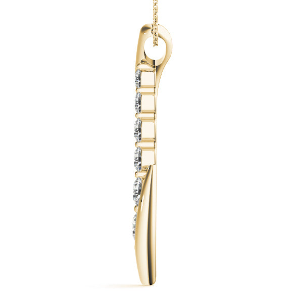 14K Yellow Gold Round Diamond Journey Pendant