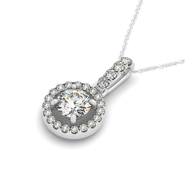 White Gold Lab Diamond Halo Pendant Jewelry