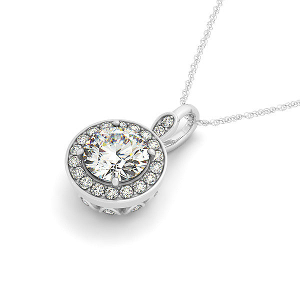 Platinum 1 CT Diamond Halo Pendant Necklace