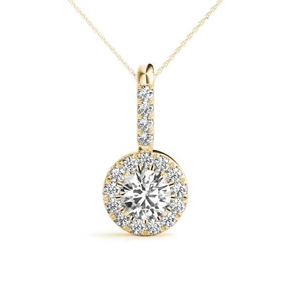 18K Yellow Gold Lab Diamond Round Halo Pendant