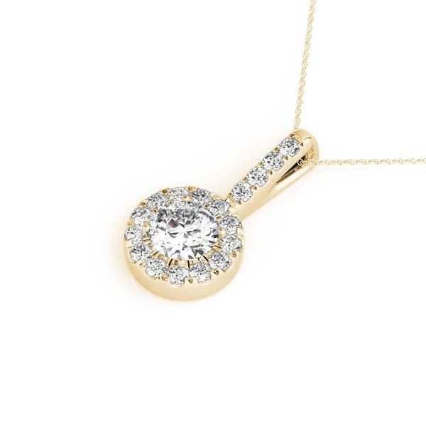 18K Yellow Gold Round Diamond Halo Pendant
