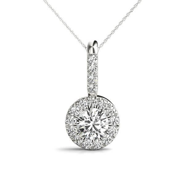 Platinum Round Diamond Halo Pendant
