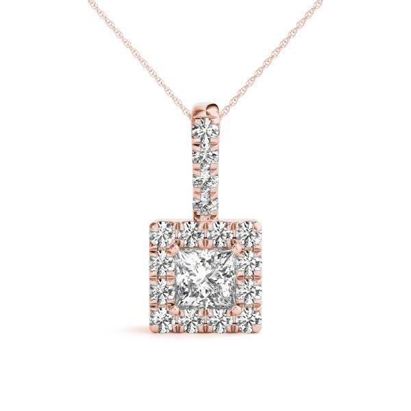 14K Rose Gold Lab Diamond Halo Pendant
