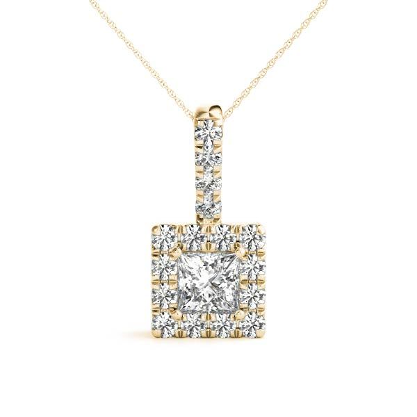 14K Yellow Gold Lab Diamond Halo Pendant
