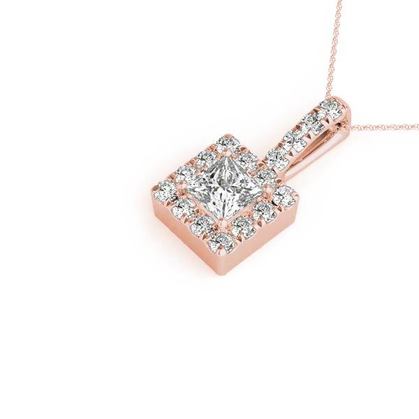 14K Rose Gold Lab Diamond Halo Pendant