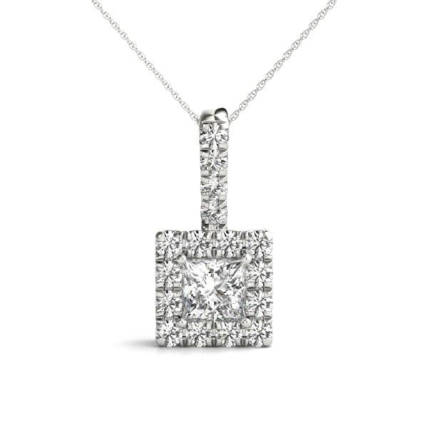 18K White Gold Lab Diamond Halo Pendant