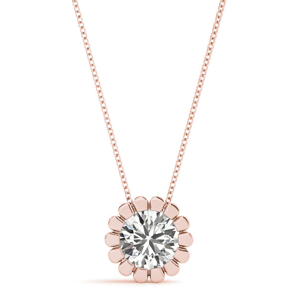 1 CT Lab Diamond Rose Gold Solitaire Pendant