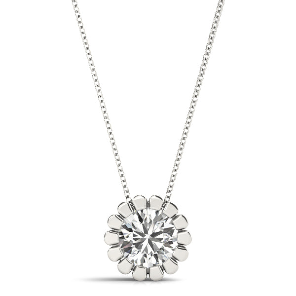 1 CT Lab Diamond 18K White Gold Pendant