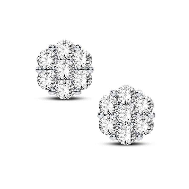 10k White Gold Lab Diamond Flower Earrings for Women