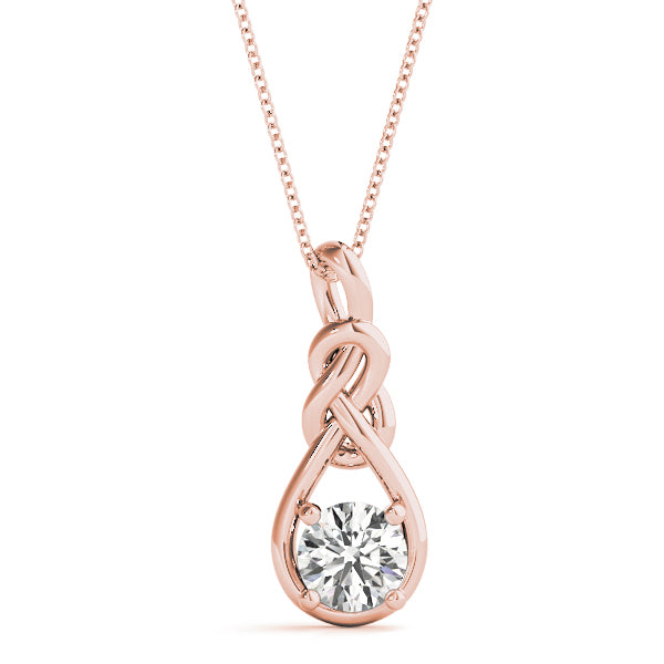 Rose Gold Diamond Love Knot Pendant 1CT