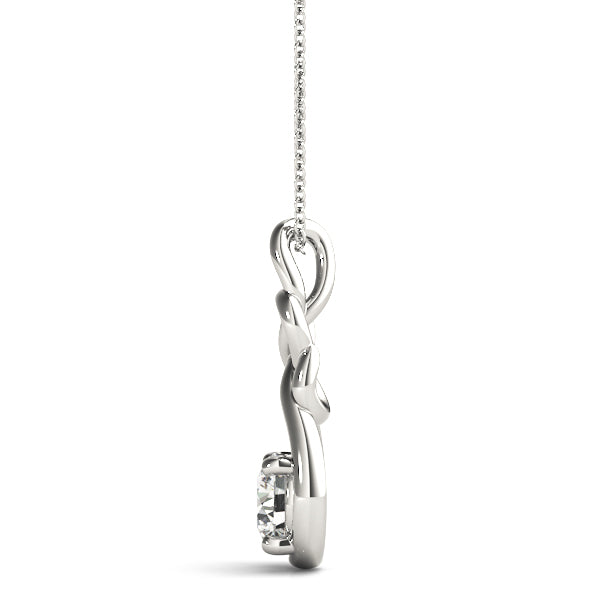 14K White Gold 1 CT Diamond Love Knot Pendant