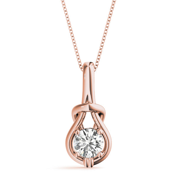 Rose Gold Diamond Love Knot Pendant 1CT