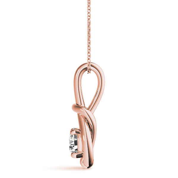 Rose Gold Diamond Love Knot Pendant 1CT