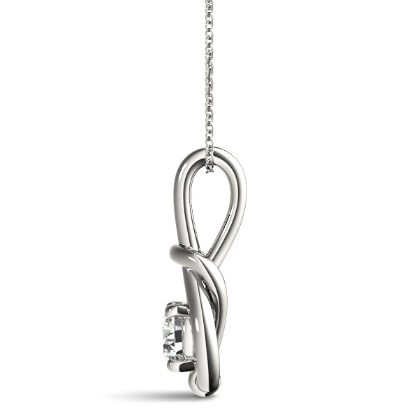 14K White Gold Diamond Love Knot Pendant