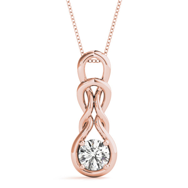 18K Rose Gold 1CT Diamond Love Knot Pendant