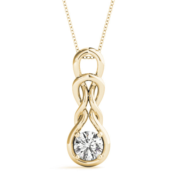 14K Yellow Gold Diamond Love Knot Pendant