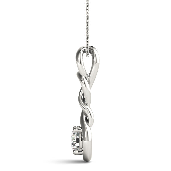 14K White Gold Diamond Love Knot Pendant
