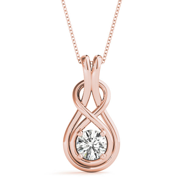 14K Rose Gold Diamond Love Knot Pendant