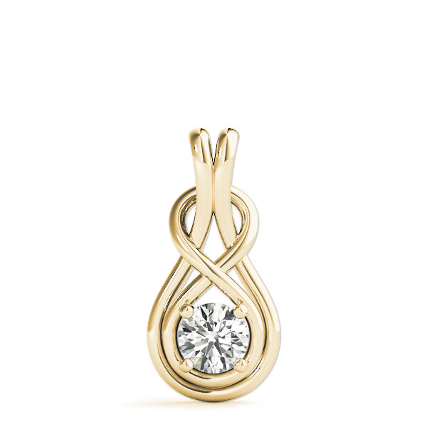 14K Yellow Gold Diamond Love Knot Pendant Necklace
