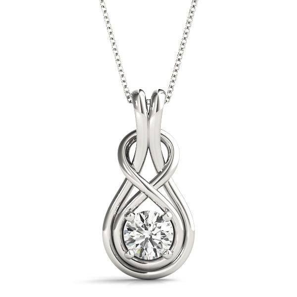14K White Gold Diamond Love Knot Pendant