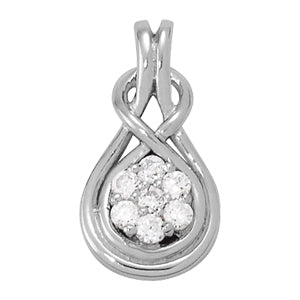 14K White Gold Diamond Love Knot Pendant Necklace