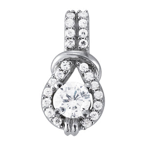 18K White Gold 1.2 ctw Multi-Diamond Love Knot Pendant
