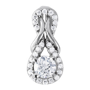 14K White Gold Love Knot Diamond Pendant