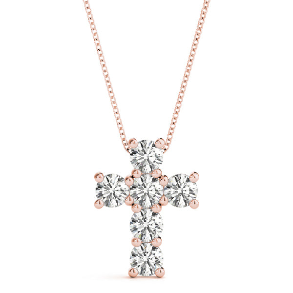 Rose Gold Diamond Cross Pendant | Religious Jewelry
