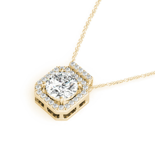 18K Yellow Gold Lab Diamond Halo Pendant
