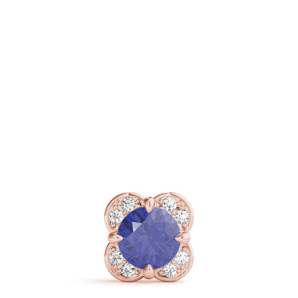 18K Rose Gold Round Diamond Halo Pendant