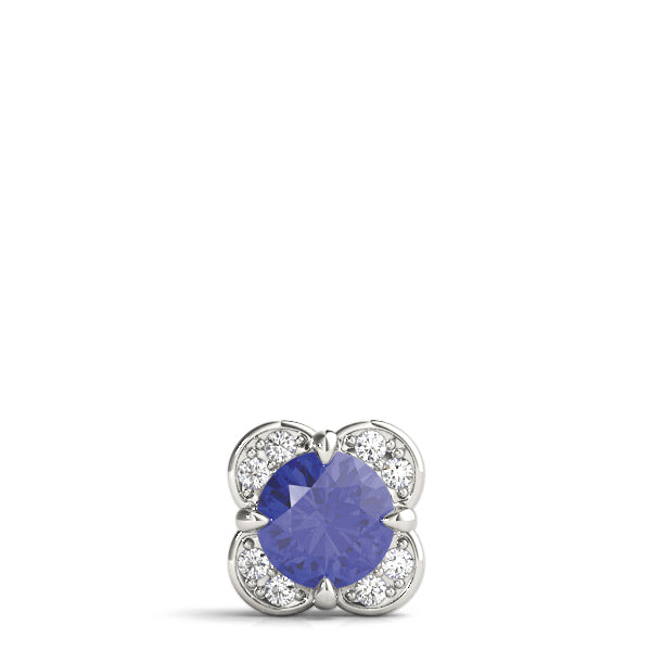 14K White Gold Round Diamond Halo Pendant