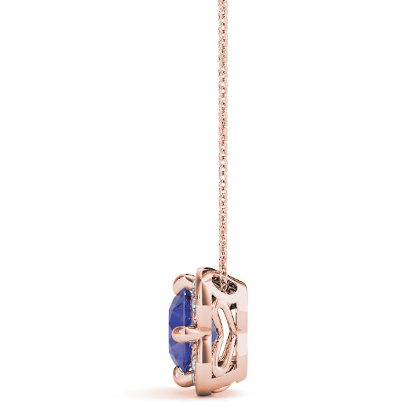 Rose Gold Round Lab Diamond Halo Pendant