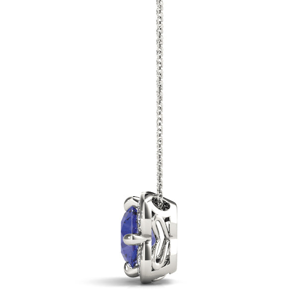 White Gold Lab Diamond Halo Pendant - 1.0ct Center