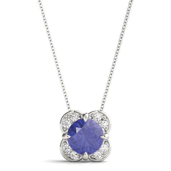 White Gold Lab Diamond Halo Pendant - 1.0ct Center