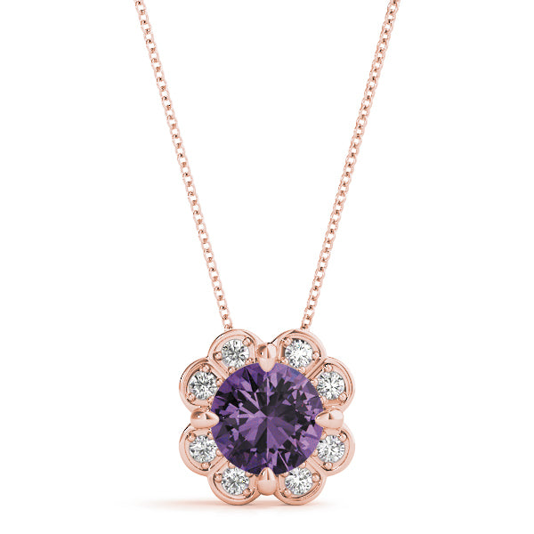 Rose Gold Lab Diamond Halo Pendant